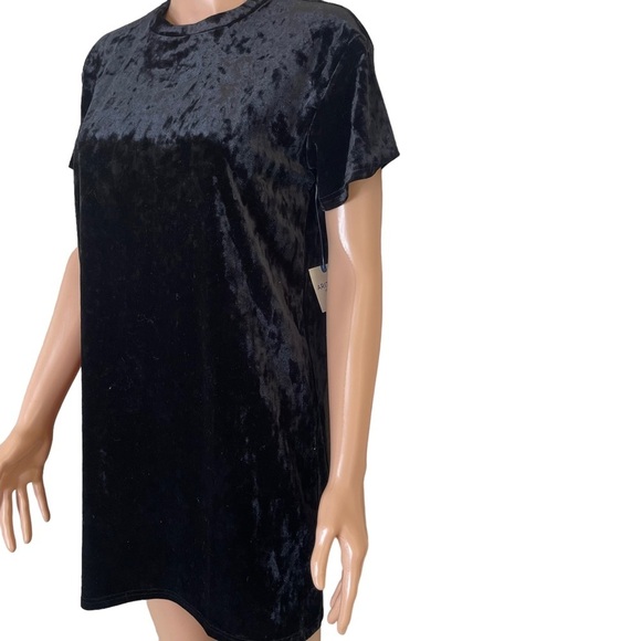Arizona dress black crushed velvet square mock neck above knee NEW short SZ SM - Picture 7 of 10